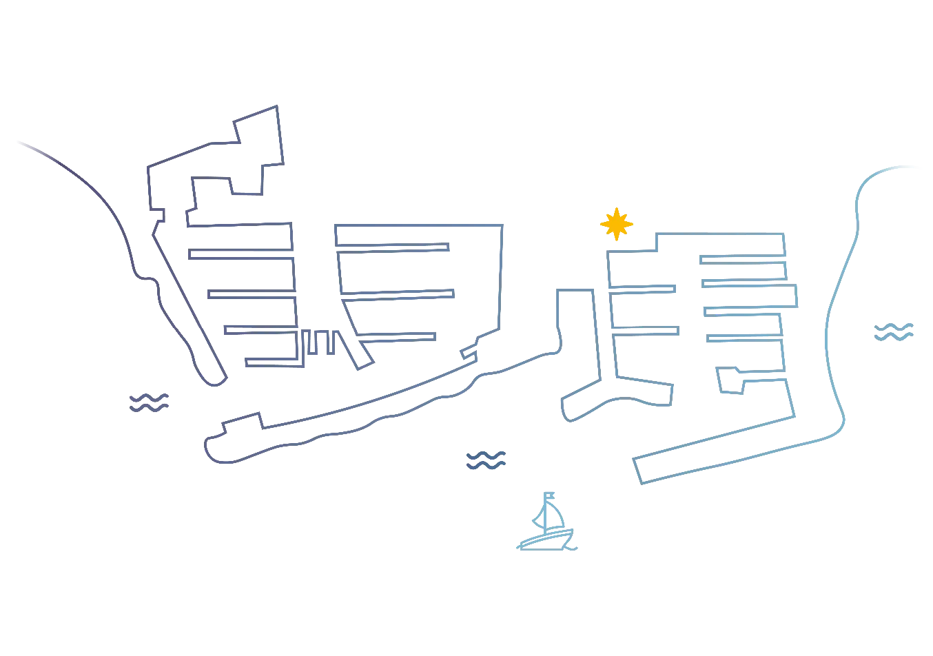 Illustration plan du port d'Hyères par Aniel Boats Services